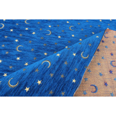 Turkish Upholstery Fabric by the Yard and Meter | Royal Blue Arabian Night Pattern Jacquard Fabric for Sofa Chair,Curtains Fabic