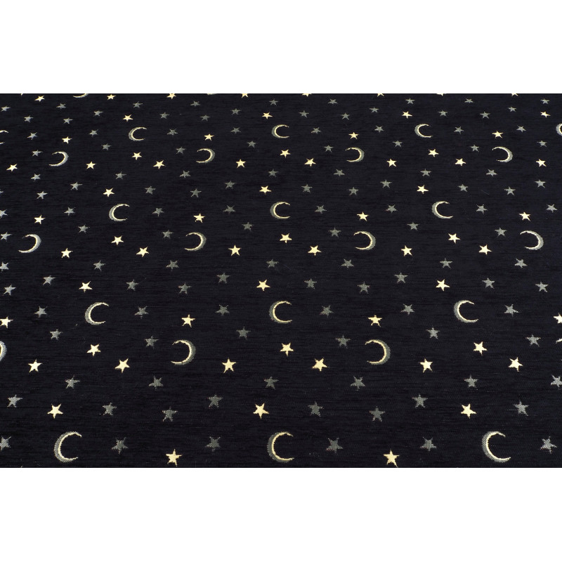 Turkish Upholstery Fabric by the Yard and Meter | Black Arabian Night Pattern Jacquard Fabric for Sofa Chair,Curtains Fabric