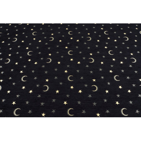 Turkish Upholstery Fabric by the Yard and Meter | Black Arabian Night Pattern Jacquard Fabric for Sofa Chair,Curtains Fabric