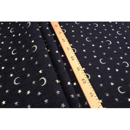 Turkish Upholstery Fabric by the Yard and Meter | Black Arabian Night Pattern Jacquard Fabric for Sofa Chair,Curtains Fabric