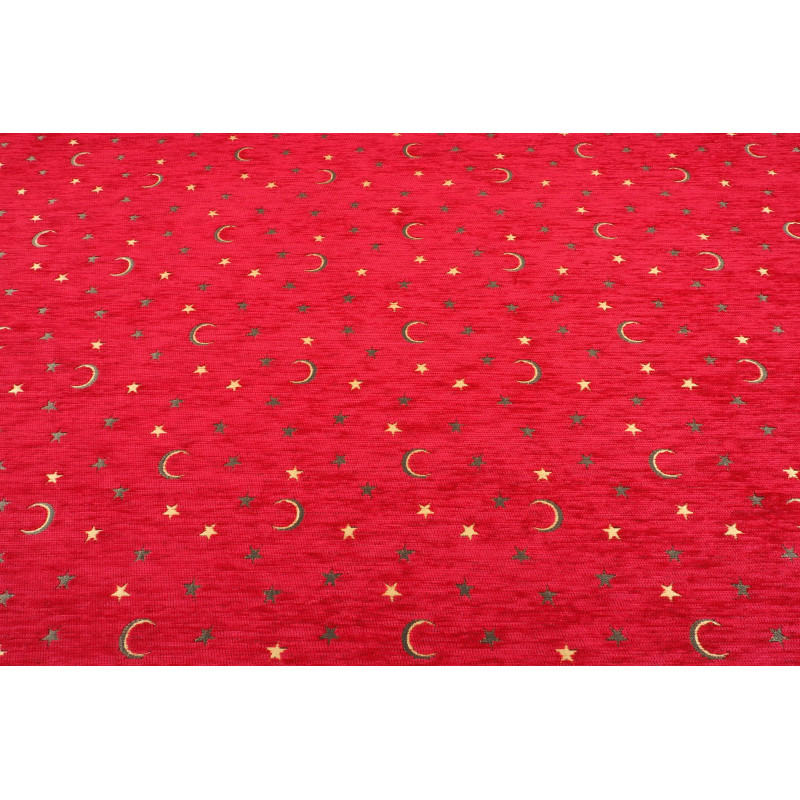 Turkish Upholstery Fabric by the Yard and Meter | Red Arabian Night Pattern Jacquard Fabric for Sofa Chair,Curtains Fabric