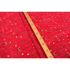 Turkish Upholstery Fabric by the Yard and Meter | Red Arabian Night Pattern Jacquard Fabric for Sofa Chair,Curtains Fabric