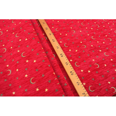Turkish Upholstery Fabric by the Yard and Meter | Red Arabian Night Pattern Jacquard Fabric for Sofa Chair,Curtains Fabric