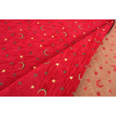 Turkish Upholstery Fabric by the Yard and Meter | Red Arabian Night Pattern Jacquard Fabric for Sofa Chair,Curtains Fabric