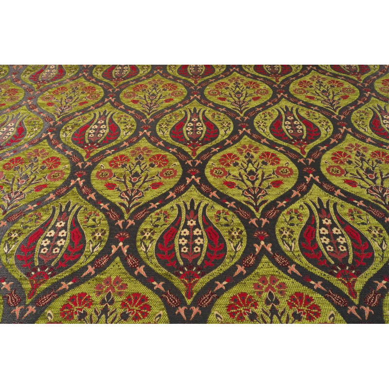 Turkish Upholstery Fabric by the Yard and Meter | Pistachio Green Morocco Tulip Pattern Jacquard Fabric for Sofa Chair,Curtains
