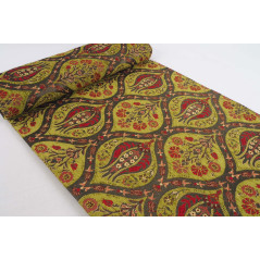 Turkish Upholstery Fabric by the Yard and Meter | Pistachio Green Morocco Tulip Pattern Jacquard Fabric for Sofa Chair,Curtains