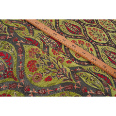 Upholstery Fabric, Turkish Fabric By the Meter, By the Yard, Green Tulip Pattern Jacquard Chenille