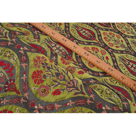Upholstery Fabric, Turkish Fabric By the Meter, By the Yard, Green Tulip Pattern Jacquard Chenille