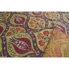 Turkish Upholstery Fabric by the Yard and Meter | Pistachio Green Morocco Tulip Pattern Jacquard Fabric for Sofa Chair,Curtains