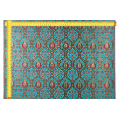 Turkish Upholstery Fabric by the Yard and Meter | Turquoise Blue Morocco Tulip Pattern Jacquard Fabric for Sofa Chair,Curtains