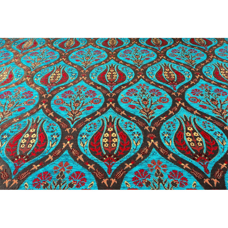 Turkish Upholstery Fabric by the Yard and Meter | Turquoise Blue Morocco Tulip Pattern Jacquard Fabric for Sofa Chair,Curtains Turkish Upholstery Fabric by the Yard and Meter | Turquoise Blue Morocco Tulip Pattern Jacquard Fabric for Sofa Chair,Curtains