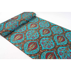 Turkish Upholstery Fabric by the Yard and Meter | Turquoise Blue Morocco Tulip Pattern Jacquard Fabric for Sofa Chair,Curtains