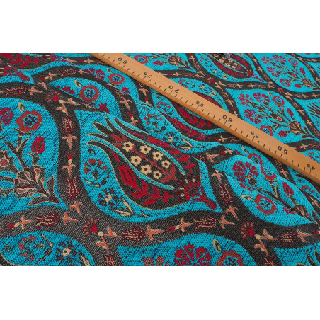 Upholstery Fabric,Turkish Fabric By the Meter, By the Yard, Turquoise Blue Tulip Pattern Upholstery Fabric