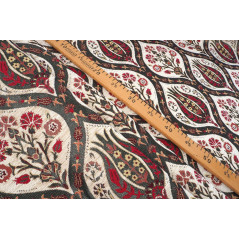 Upholstery Fabric, Turkish Fabric By the Meter, By the Yard, Beige Tulip Pattern Jacquard Chenille Upholstery Fabric