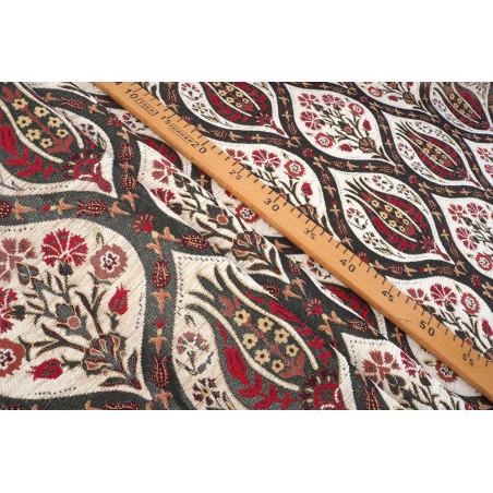 Upholstery Fabric, Turkish Fabric By the Meter, By the Yard, Beige Tulip Pattern Jacquard Chenille Upholstery Fabric