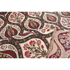 Turkish Upholstery Fabric by the Yard and Meter | Beige Morocco Tulip Pattern Jacquard Fabric for Sofa Chair,Curtains Fabric