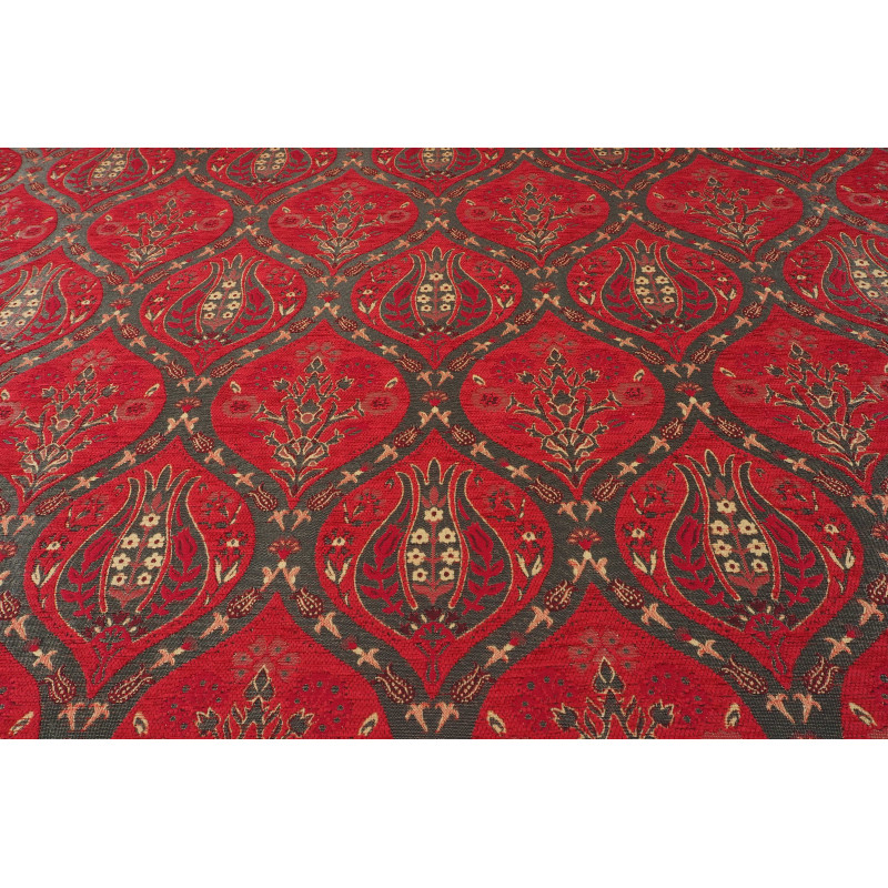 Turkish Upholstery Fabric by the Yard and Meter | Red Morocco Tulip Pattern Jacquard Fabric for Sofa Chair,Curtains Fabric