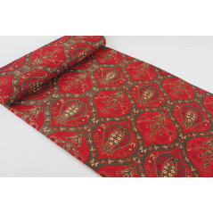 Turkish Upholstery Fabric by the Yard and Meter | Red Morocco Tulip Pattern Jacquard Fabric for Sofa Chair,Curtains Fabric