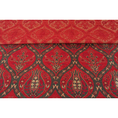 Turkish Upholstery Fabric by the Yard and Meter | Red Morocco Tulip Pattern Jacquard Fabric for Sofa Chair,Curtains Fabric