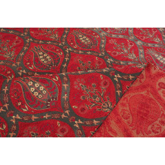 Turkish Upholstery Fabric by the Yard and Meter | Red Morocco Tulip Pattern Jacquard Fabric for Sofa Chair,Curtains Fabric