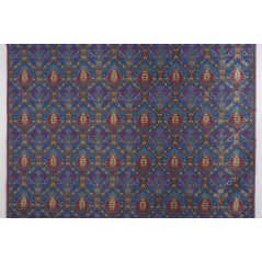 Turkish Upholstery Fabric by the Yard and Meter |Royal Blue Morocco Tulip Pattern Jacquard Fabric for Sofa Chair,Curtains Fabric