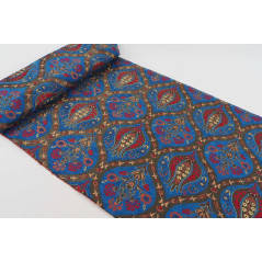 Turkish Upholstery Fabric by the Yard and Meter |Royal Blue Morocco Tulip Pattern Jacquard Fabric for Sofa Chair,Curtains Fabric