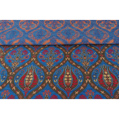 Turkish Upholstery Fabric by the Yard and Meter |Royal Blue Morocco Tulip Pattern Jacquard Fabric for Sofa Chair,Curtains Fabric