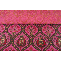 Turkish Upholstery Fabric by the Yard and Meter | Mazenda Pink Morocco Tulip Pattern Jacquard Fabric for Sofa Chair,Curtains