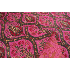 Turkish Upholstery Fabric by the Yard and Meter | Mazenda Pink Morocco Tulip Pattern Jacquard Fabric for Sofa Chair,Curtains