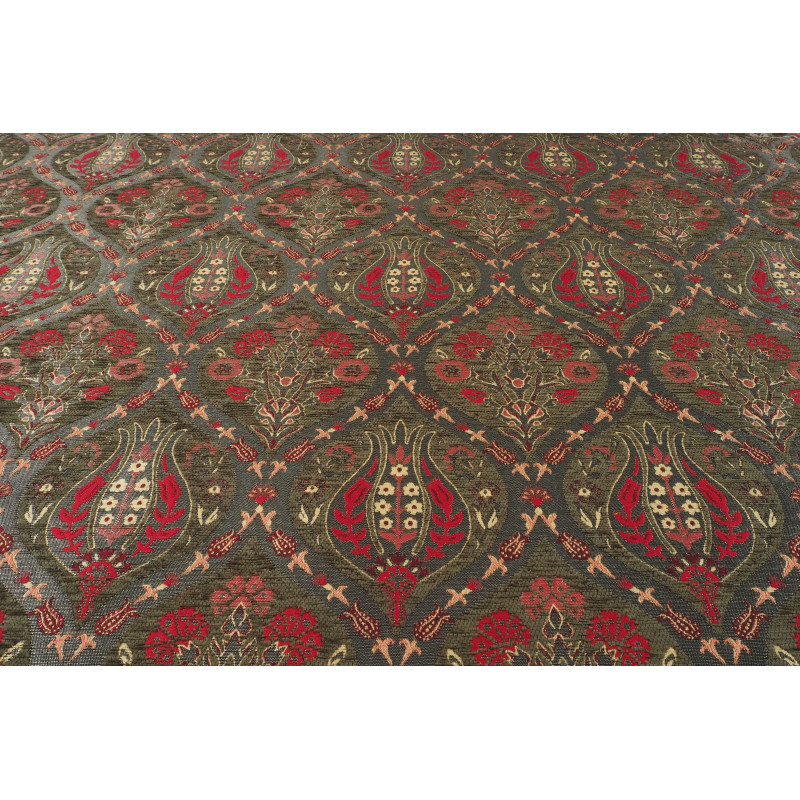 Turkish Upholstery Fabric by the Yard and Meter |Moss Green Morocco Tulip Pattern Jacquard Fabric for Sofa Chair,Curtains Fabric