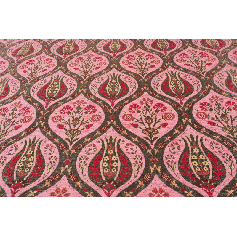 Turkish Upholstery Fabric by the Yard and Meter |Pale Pink Morocco Tulip Pattern Jacquard Fabric for Sofa Chair,Curtains Fabric