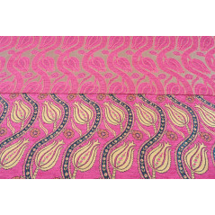 Turkish Upholstery Fabric by the Yard and Meter | Mazenda Pink Running Water Tulip Pattern Jacquard Fabric for Sofa Chair