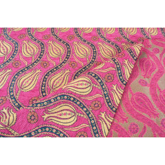 Turkish Upholstery Fabric by the Yard and Meter | Mazenda Pink Running Water Tulip Pattern Jacquard Fabric for Sofa Chair