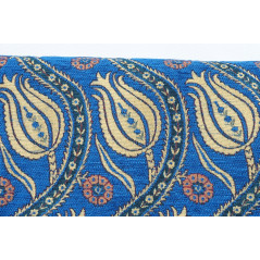 Turkish Upholstery Fabric by the Yard and Meter | Royal Blue Running Water Tulip Pattern Jacquard Fabric for Sofa Chair,Curtains