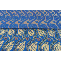 Turkish Upholstery Fabric by the Yard and Meter | Royal Blue Running Water Tulip Pattern Jacquard Fabric for Sofa Chair,Curtains