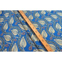 Upholstery Fabric, Turkish Fabric By the Meter, By the Yard, Navy Blue Tulip Pattern Jacquard Chenille