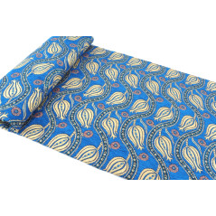 Turkish Upholstery Fabric by the Yard and Meter | Royal Blue Running Water Tulip Pattern Jacquard Fabric for Sofa Chair,Curtains