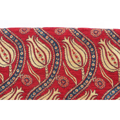 Turkish Upholstery Fabric by the Yard and Meter | Red Running Water Tulip Pattern Jacquard Fabric for Sofa Chair,Curtains Fabric