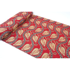 Turkish Upholstery Fabric by the Yard and Meter | Red Running Water Tulip Pattern Jacquard Fabric for Sofa Chair,Curtains Fabric