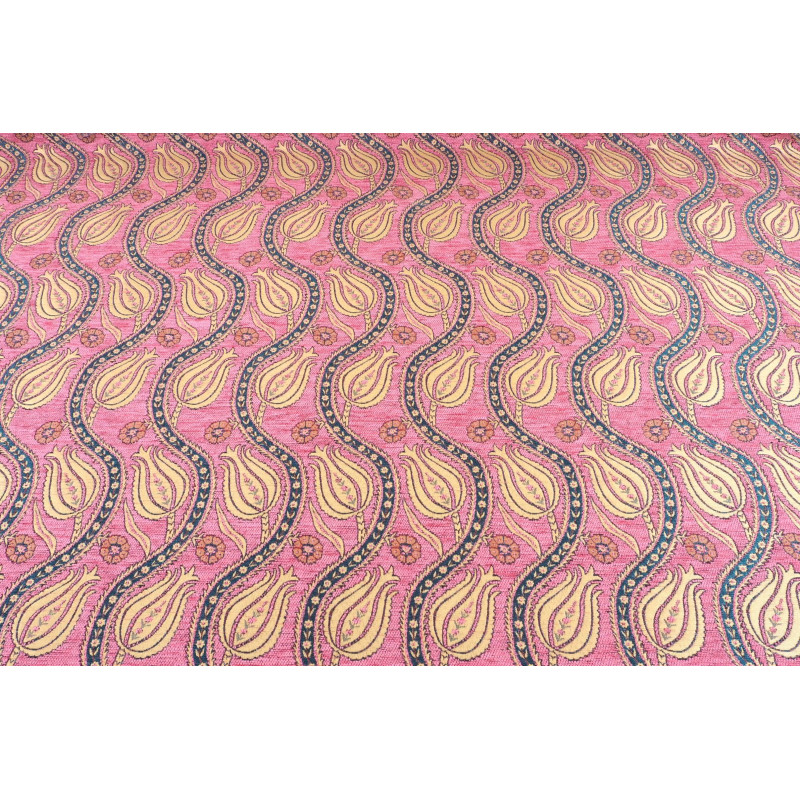 Turkish Upholstery Fabric by the Yard and Meter | Pale Pink Running Water Tulip Pattern Jacquard Fabric for Sofa Chair,Curtains