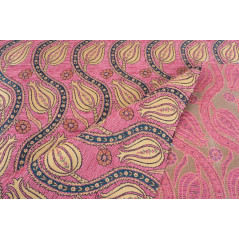 Turkish Upholstery Fabric by the Yard and Meter | Pale Pink Running Water Tulip Pattern Jacquard Fabric for Sofa Chair,Curtains