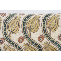 Turkish Upholstery Fabric by the Yard and Meter | Beige Running Water Tulip Pattern Jacquard Fabric for Sofa Chair,Curtains