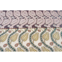 Turkish Upholstery Fabric by the Yard and Meter | Beige Running Water Tulip Pattern Jacquard Fabric for Sofa Chair,Curtains