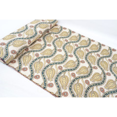 Turkish Upholstery Fabric by the Yard and Meter | Beige Running Water Tulip Pattern Jacquard Fabric for Sofa Chair,Curtains