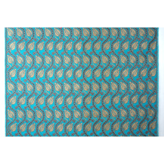 Turkish Upholstery Fabric by the Yard and Meter | Turquoise Blue Running Water Tulip Pattern Jacquard Fabric for Sofa Chair