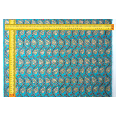 Turkish Upholstery Fabric by the Yard and Meter | Turquoise Blue Running Water Tulip Pattern Jacquard Fabric for Sofa Chair