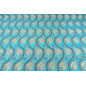 Turkish Upholstery Fabric by the Yard and Meter | Turquoise Blue Running Water Tulip Pattern Jacquard Fabric for Sofa Chair