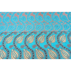 Turkish Upholstery Fabric by the Yard and Meter | Turquoise Blue Running Water Tulip Pattern Jacquard Fabric for Sofa Chair