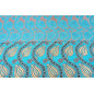 Turkish Upholstery Fabric by the Yard and Meter | Turquoise Blue Running Water Tulip Pattern Jacquard Fabric for Sofa Chair
