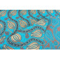 Turkish Upholstery Fabric by the Yard and Meter | Turquoise Blue Running Water Tulip Pattern Jacquard Fabric for Sofa Chair